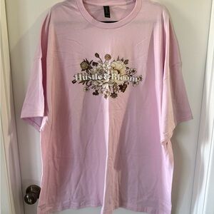 Woman’s Plus Pink Graphic Tee T Shirt Hustle & Bloom 4X Golden Soft Heavy Cotton